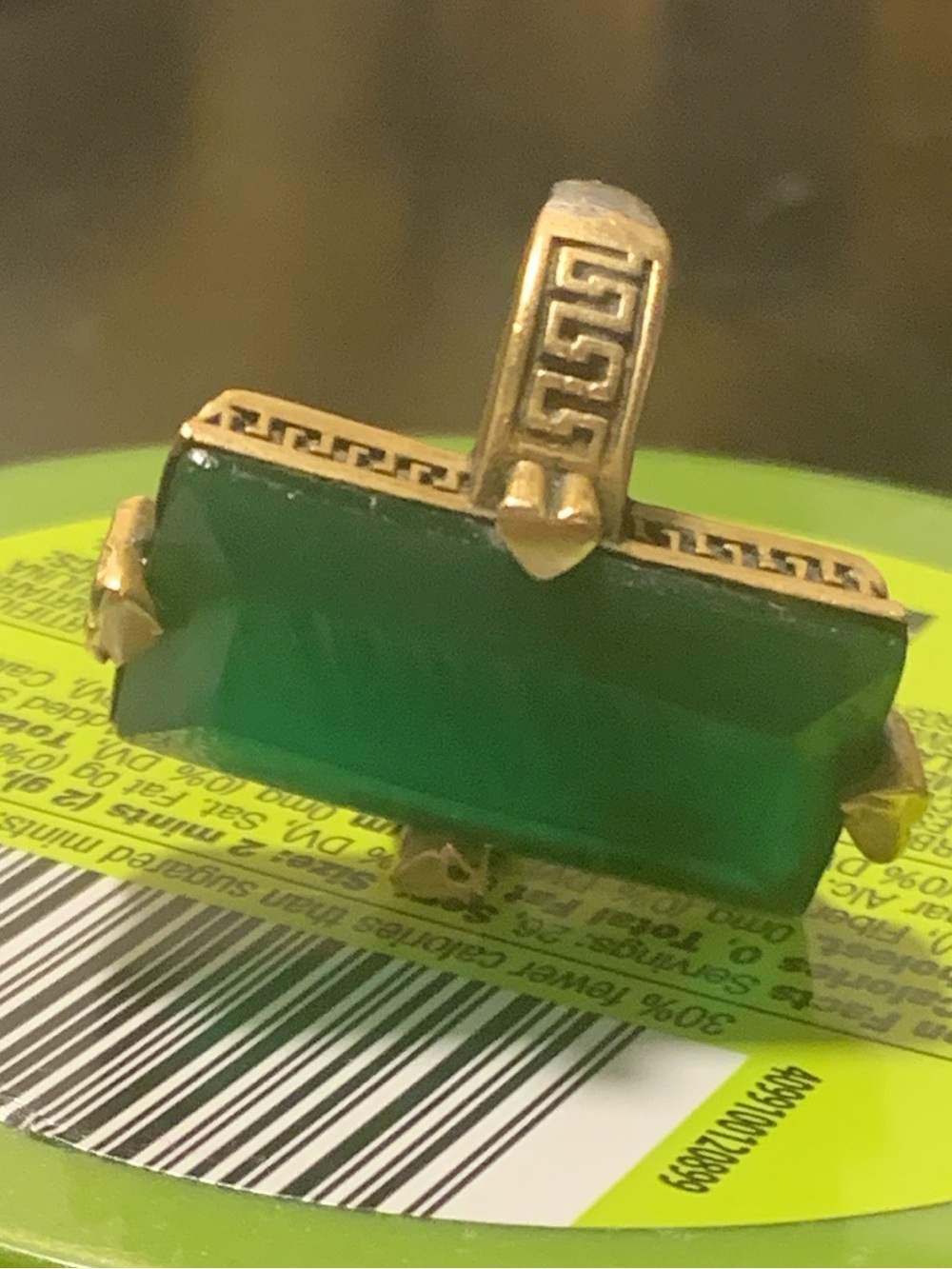 Antique Gold emerald Ring with Emerald Green Rectangular Stoned. Final discou - Picture 6 of 10